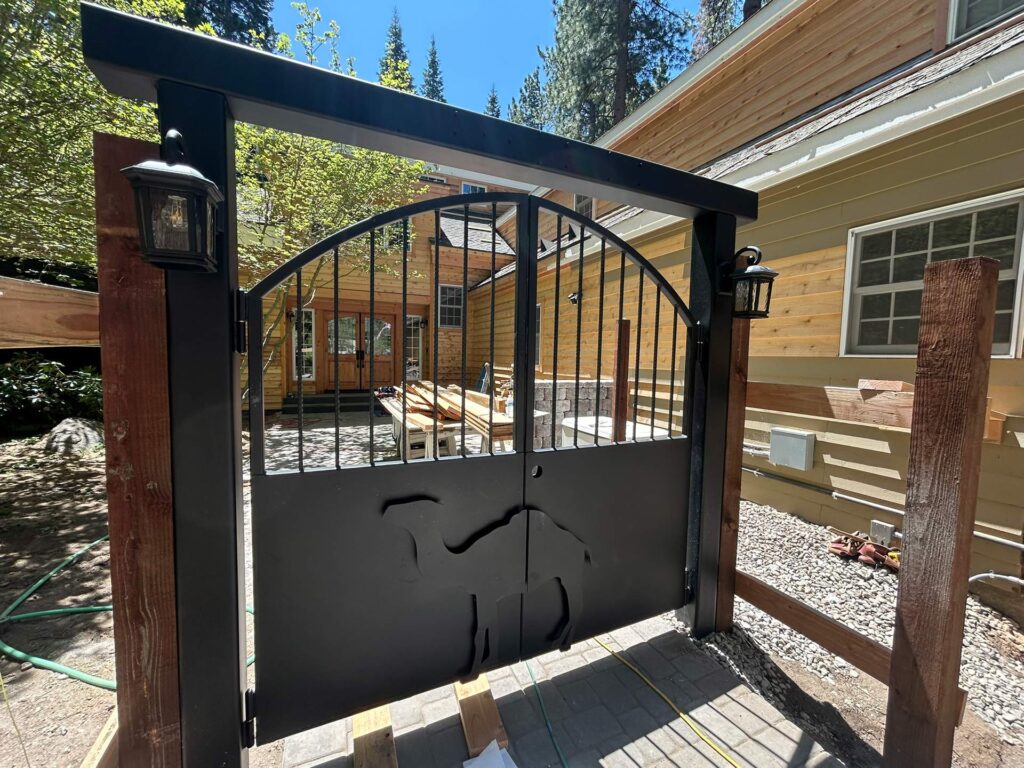 ornamental iron gate with camel