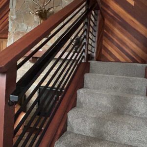 interior wooden railings with metalwork